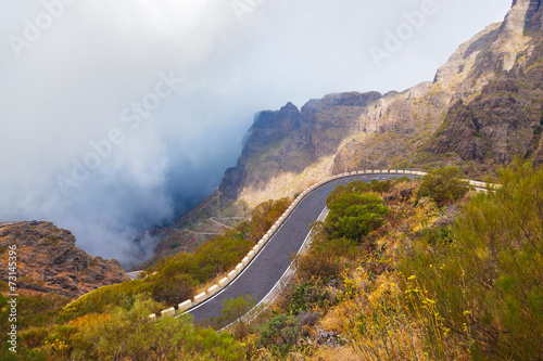Famous canyon Masca in fog at Tenerife island - Canary