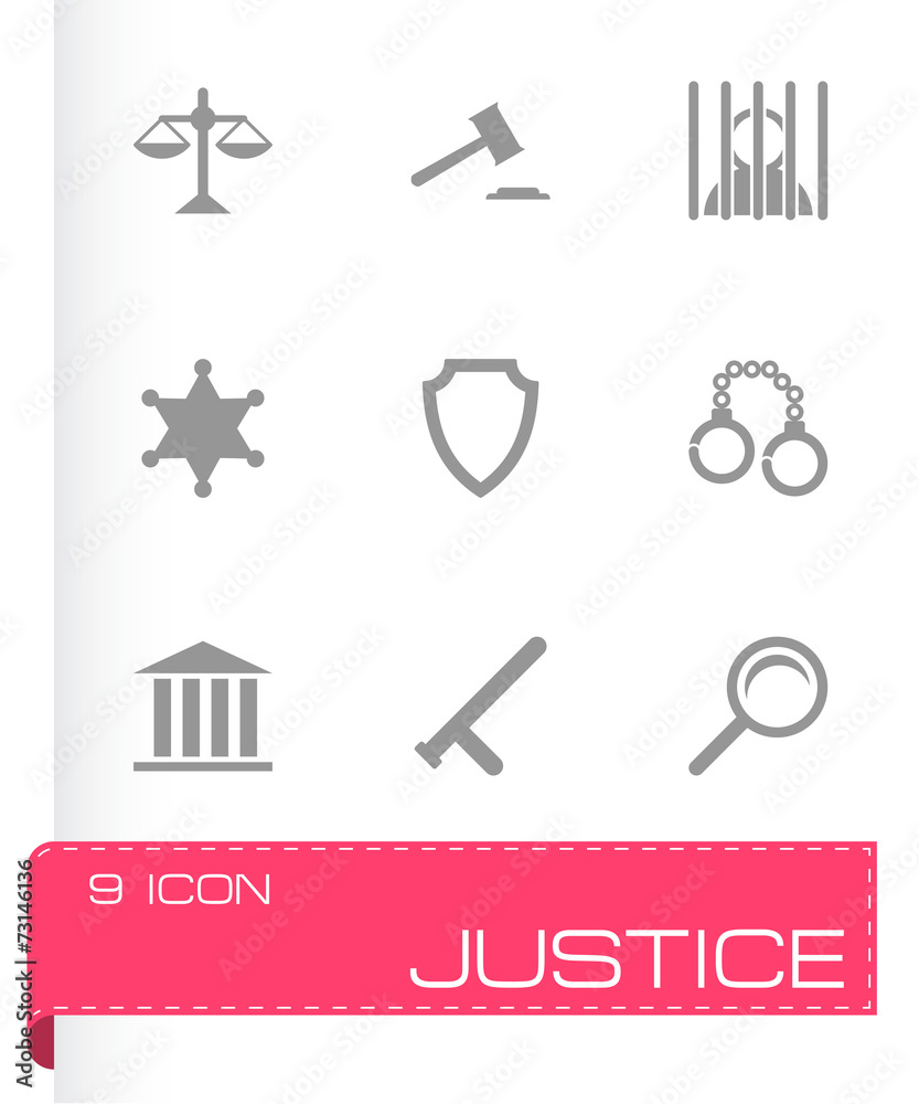 Fototapeta premium Vector black justice icons set
