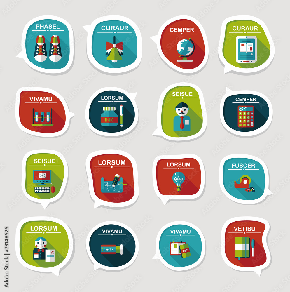 School bubble speech banner design flat background set, eps10 School bubble speech banner design flat background set, eps10