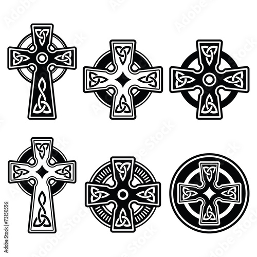Irish, Scottish Celtic cross on white vector sign