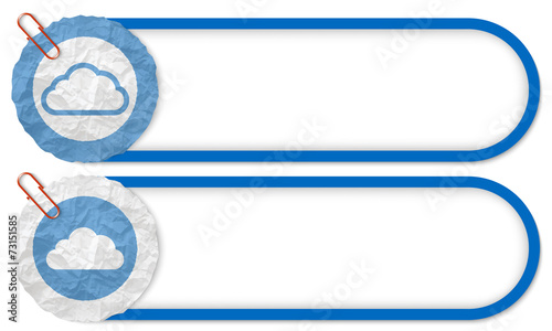 two buttons with texture crumpled paper and cloud