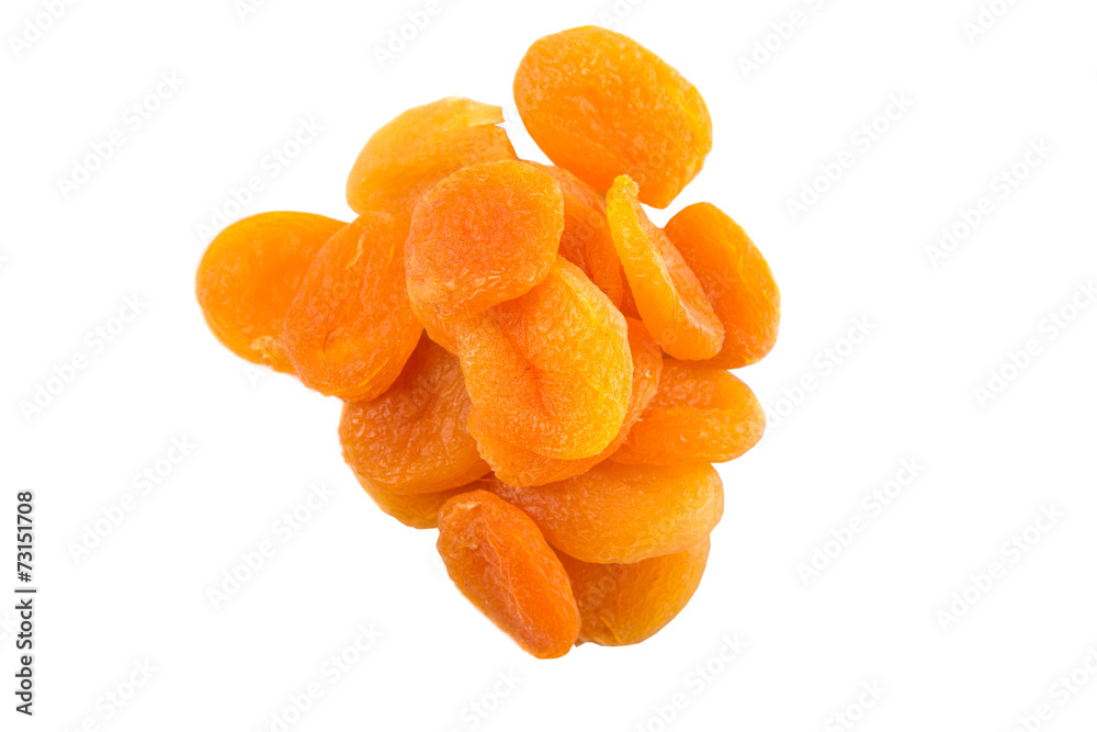 Dried apricot fruit over white background Dried apricot fruit over white background