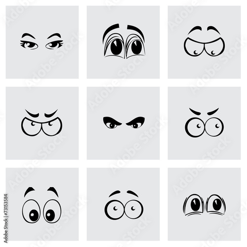 Fototapeta Naklejka Na Ścianę i Meble -  Vector black cartoon eyes icons set