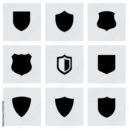 Vector black shield icons set