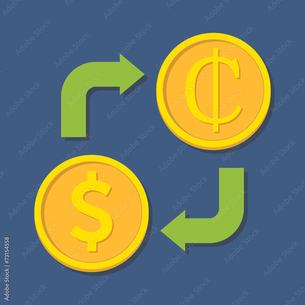 Currency exchange. Dollar and Cedi. Currency exchange. Dollar and Cedi.