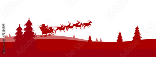 Weihnachskarte, Panorama, Weihnachtsmann, Santa, Rudolf, Xmas