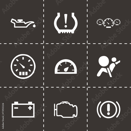 Vector black car dashboard icons set