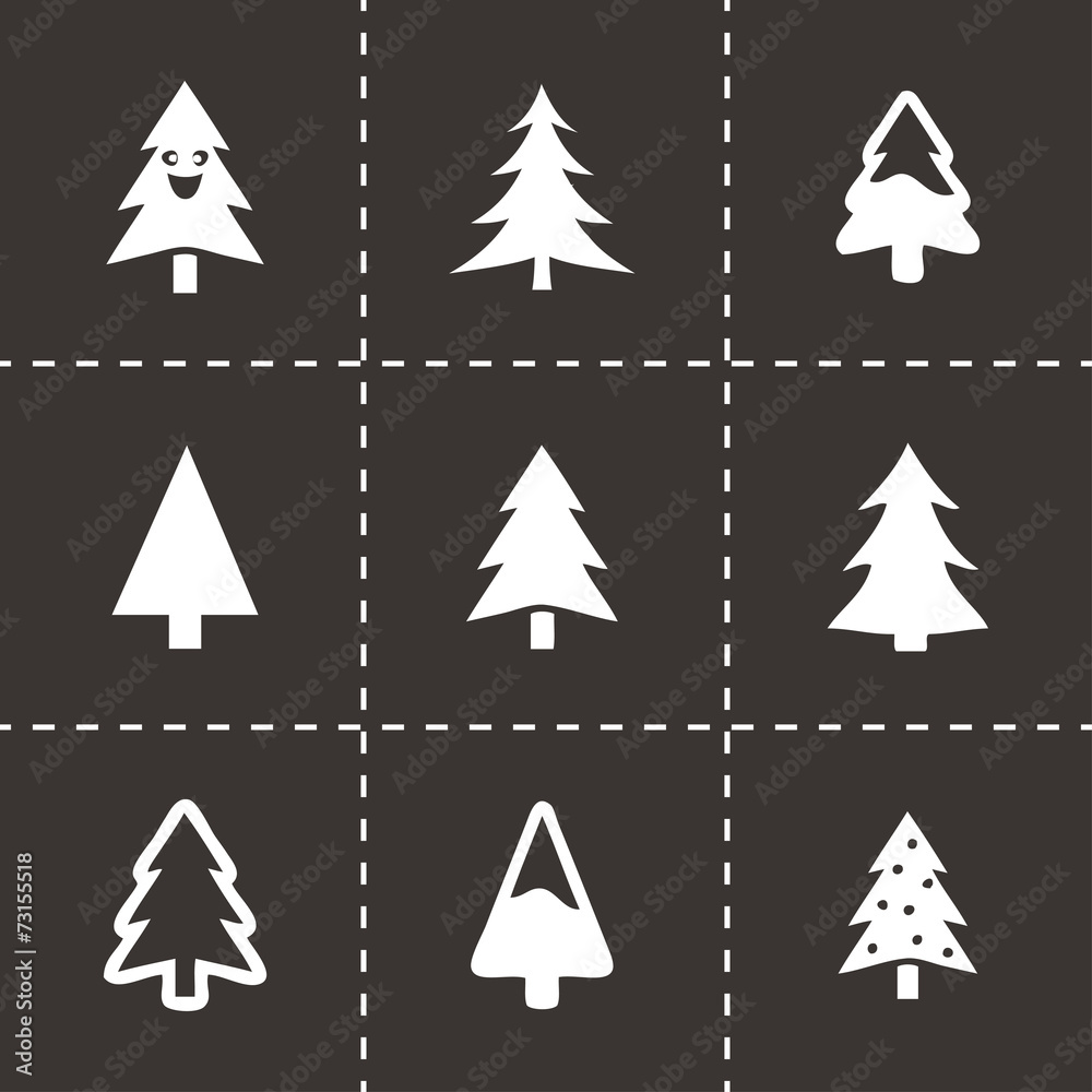 Vector black cristmas trees icons set Vector black cristmas trees icons set