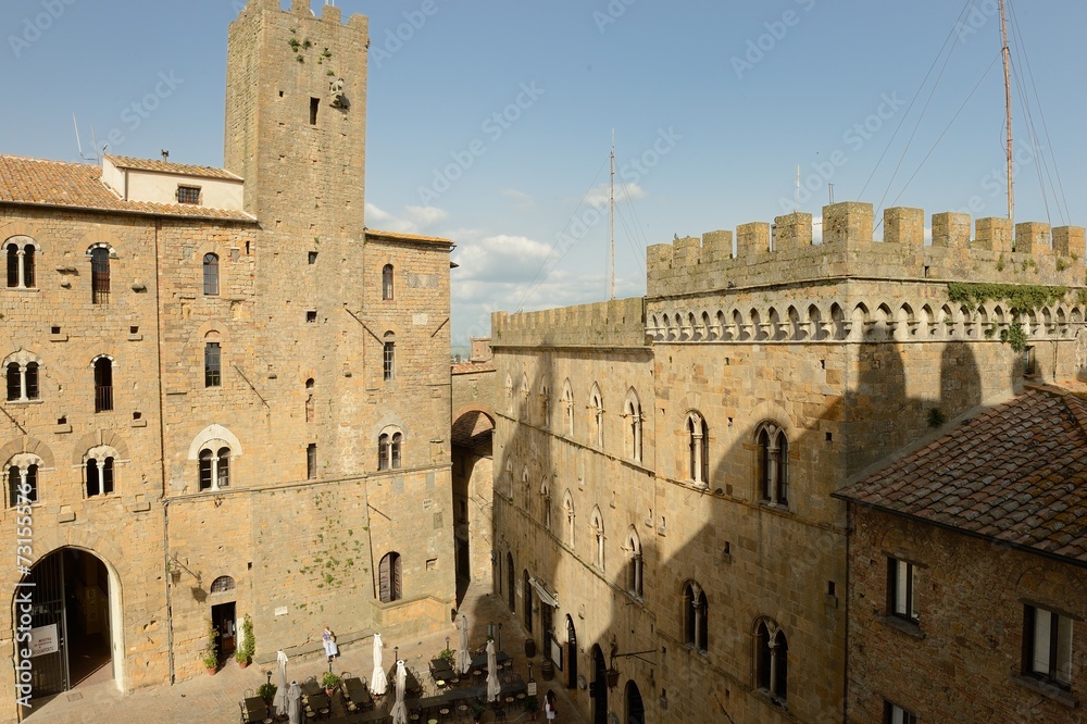 frontal view of Palazzo Vescovile-Volterra, Tuscany-Italy