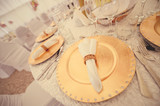 Table set with golden elements