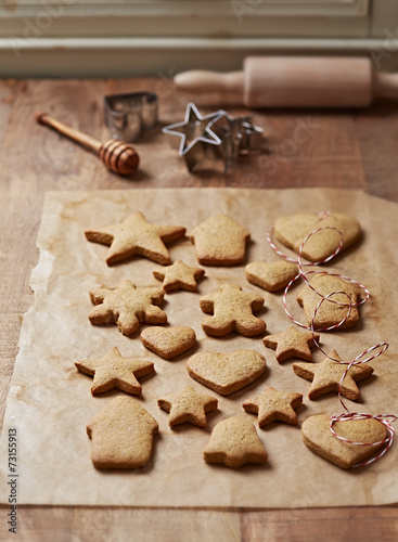 Freshly baked gingerbread cookies for Christmas