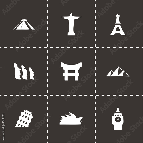 Vector black landmarks icons set