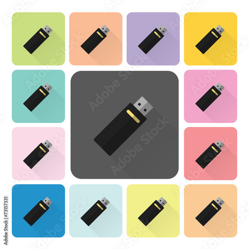 Flash drive Icon color set vector illustration