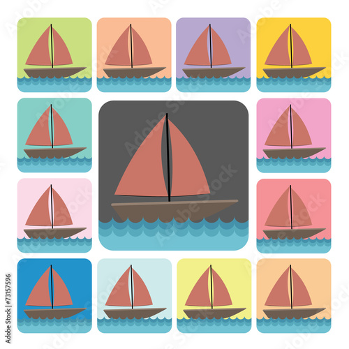 Sailboat Icon color set vector illustration