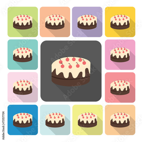 Cake Icon color set vector illustration