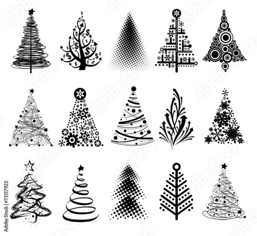 Set of modern Christmas Trees.