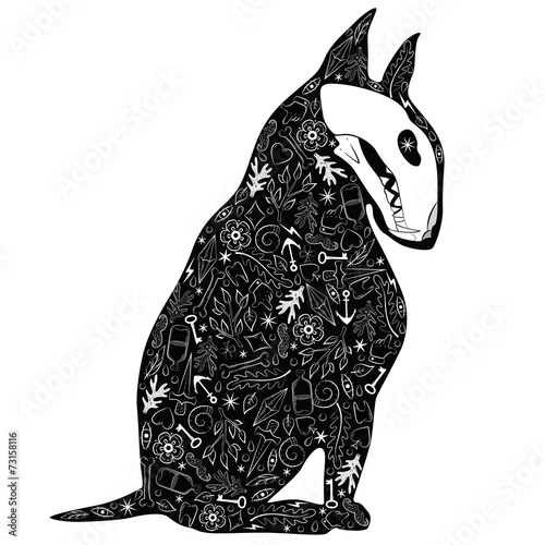 Naklejka na ścianę Czarny pies