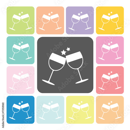 Two glasses Icon color set vector illustration