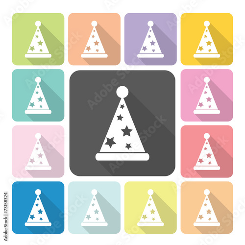 Party hat Icon color set vector illustration