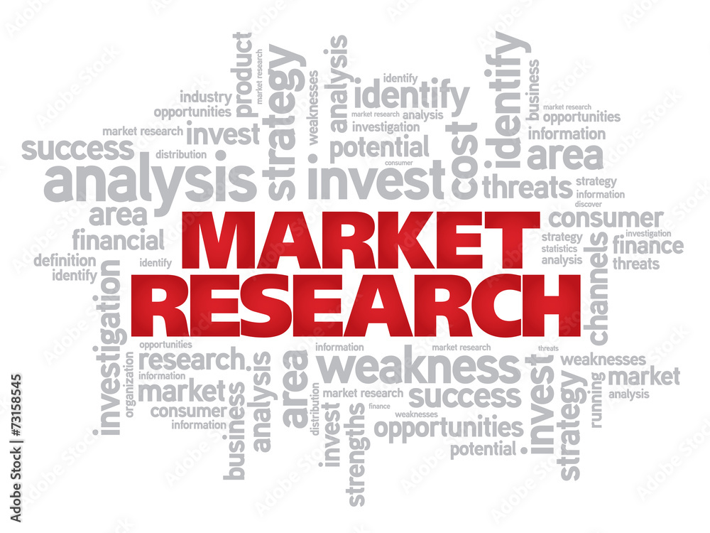 Red Market research concept vector word cloud background