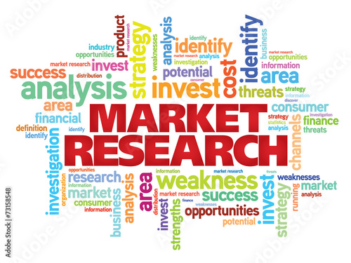 Market research concept vector word cloud background