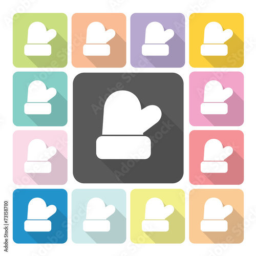 Christmas mitten Icon color set vector illustration