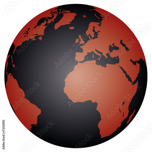 Weltkugel Dunkelrot