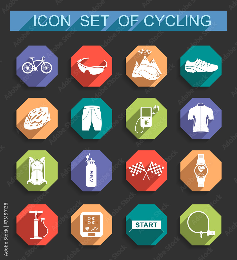 Vector set of icons on cycling Vector set of icons on cycling
