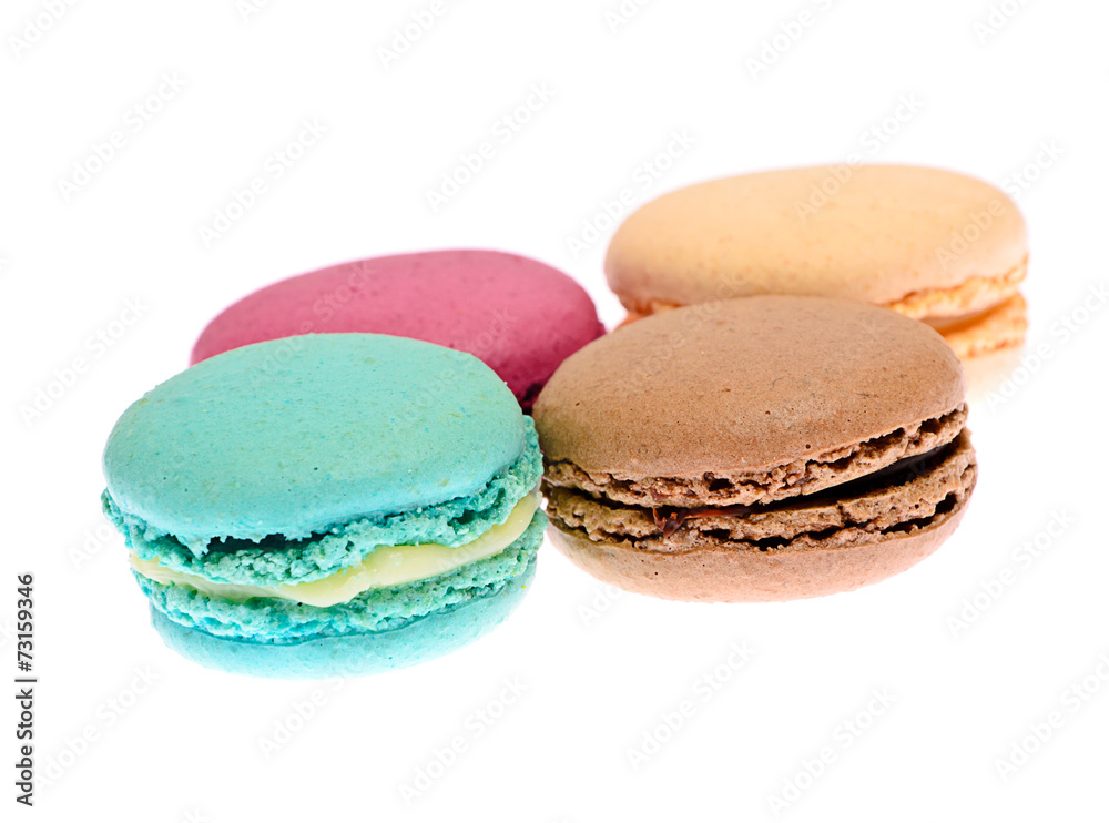 Sweet Tasty Macaroons Isolated on White Background Sweet Tasty Macaroons Isolated on White Background