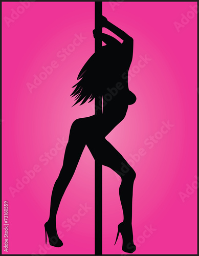 Shilouette Pole Dancer Over a Pink Background