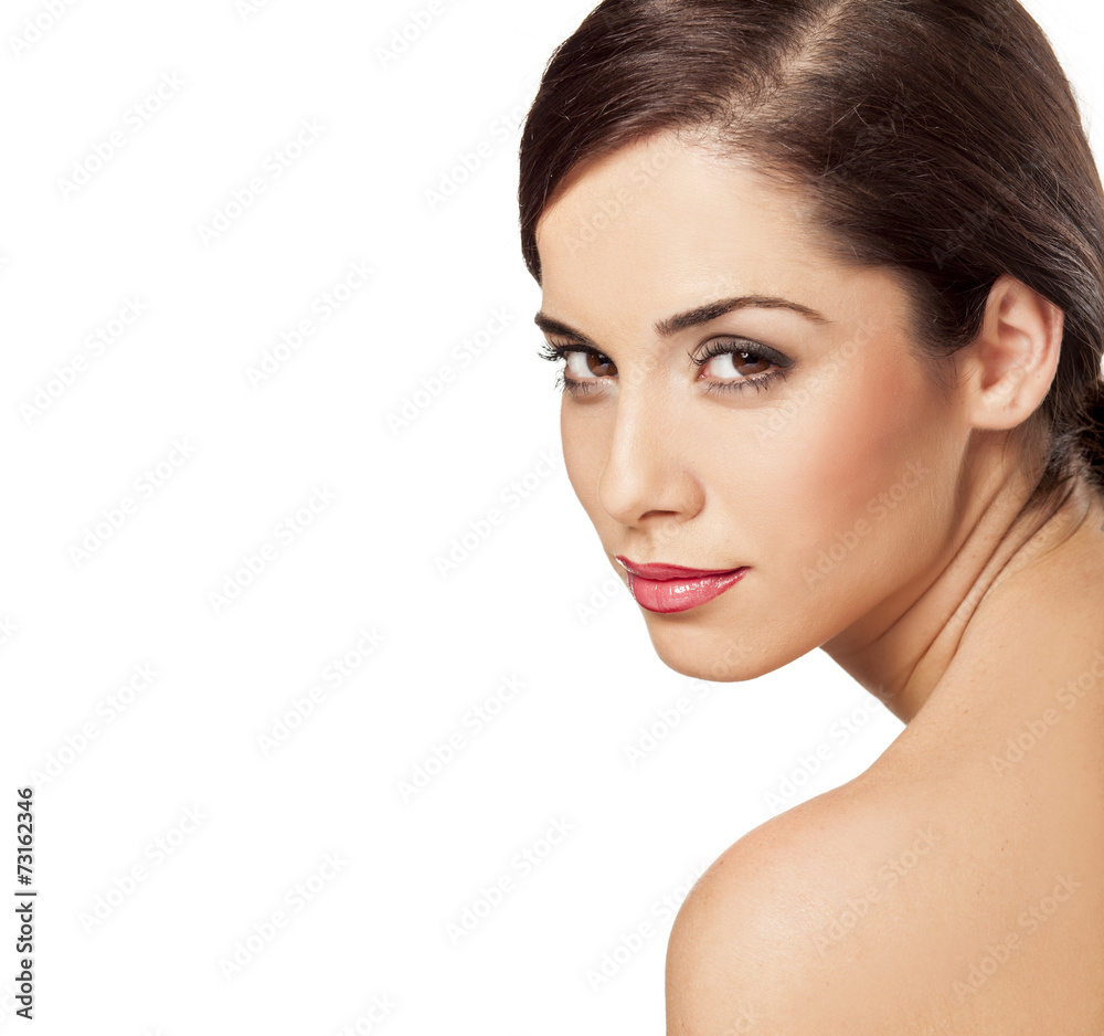 Fototapeta premium young beautiful woman posing on a white background