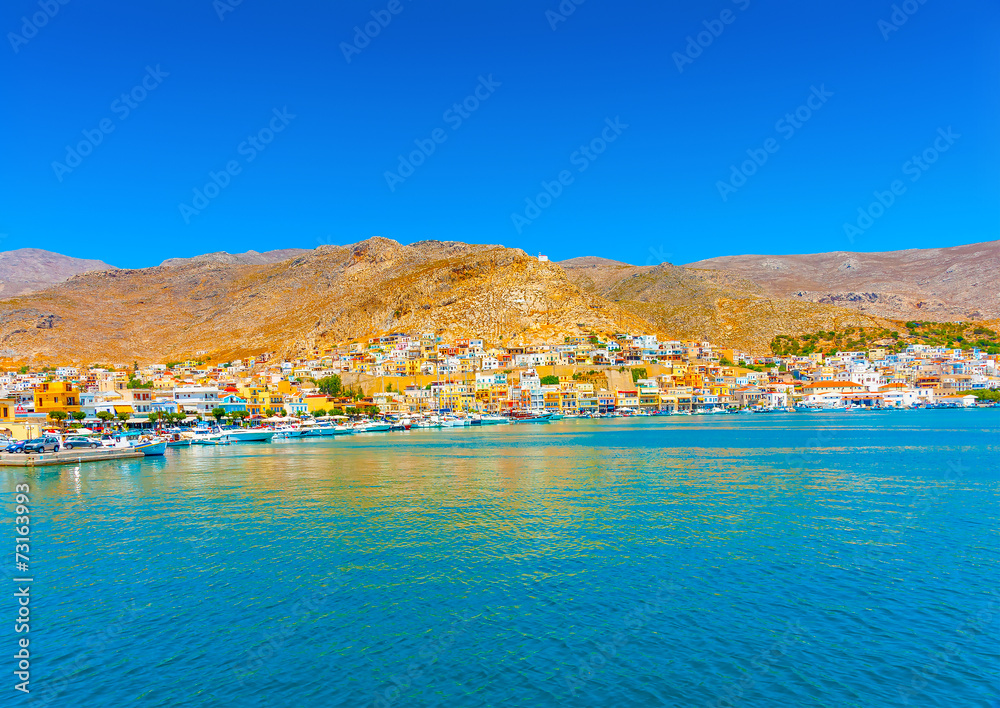 general view of the main port of Kalymnos island in Greece