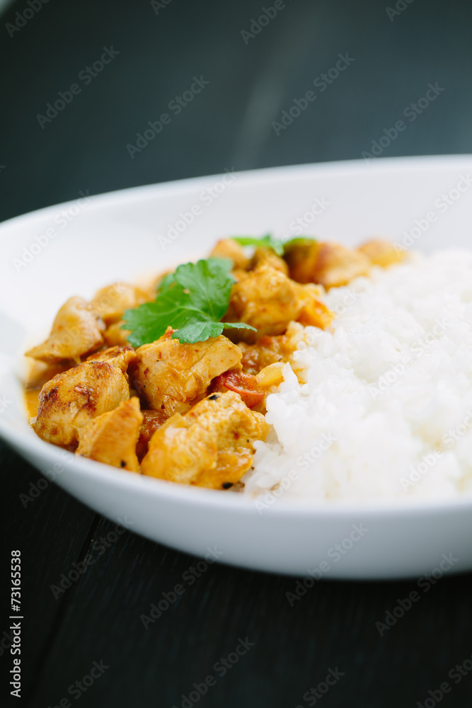 Spicy chicken curry with rice Spicy chicken curry with rice