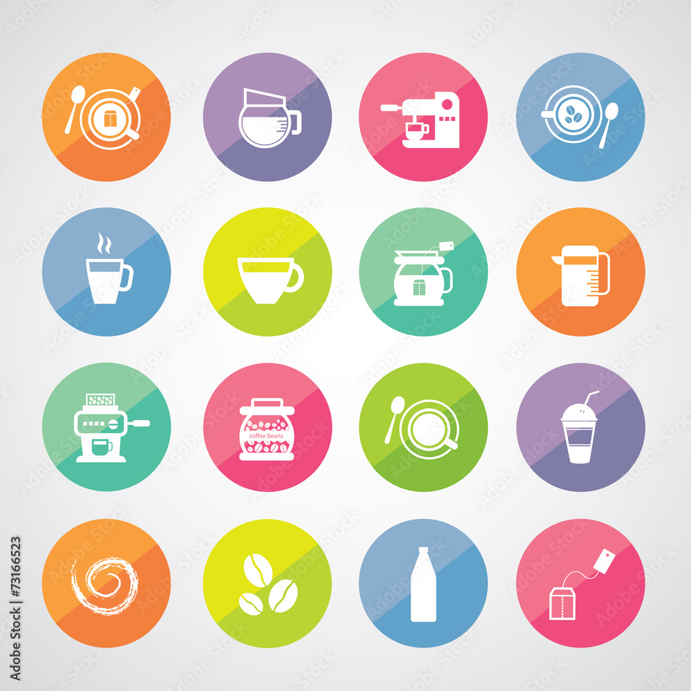 cup and coffee icon set cup and coffee icon set
