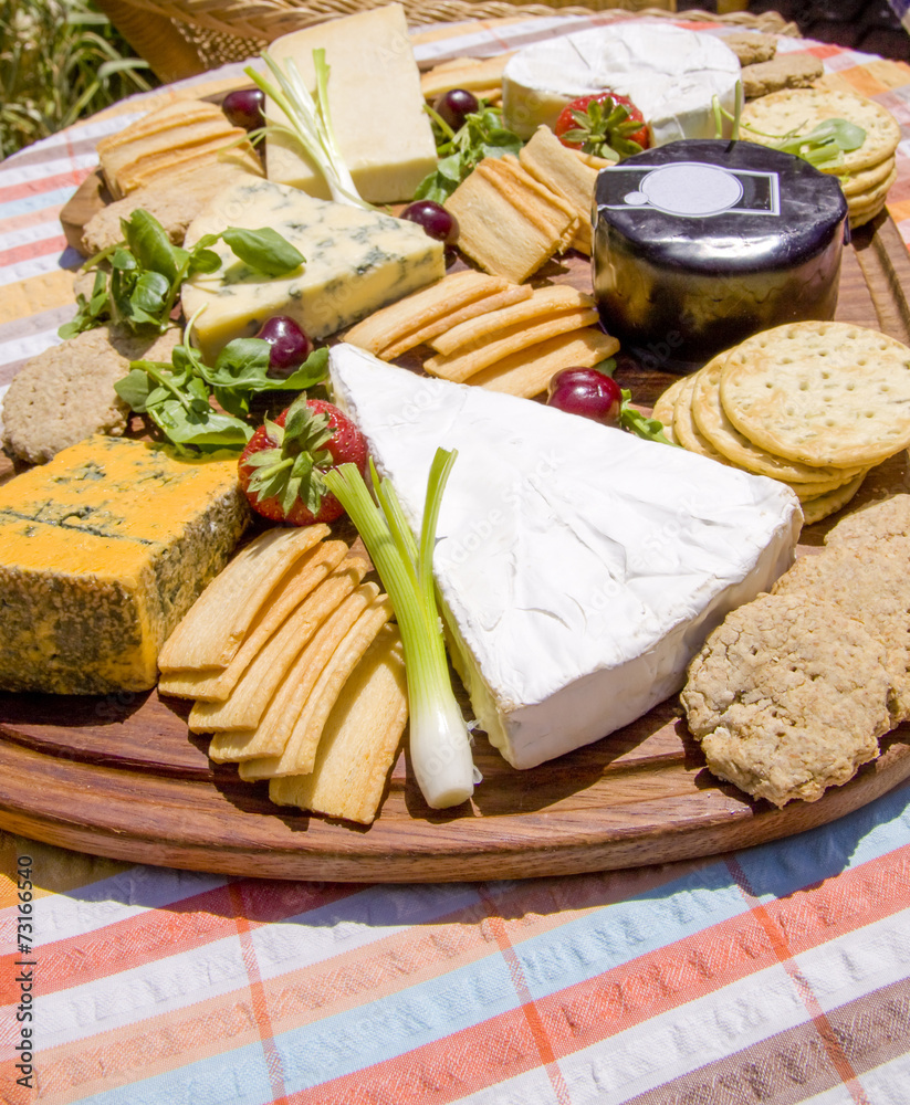 Selection of cheeses on a platter Selection of cheeses on a platter