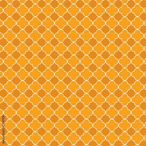 Repeating orange quatrefoil trellis background photo