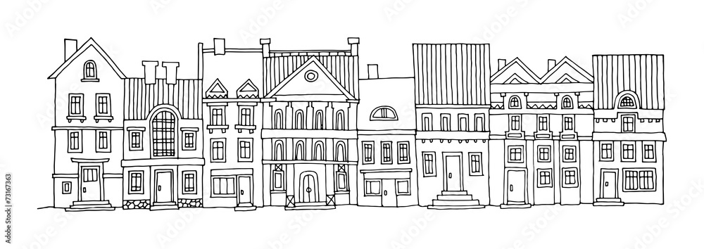 Hand drawing houses