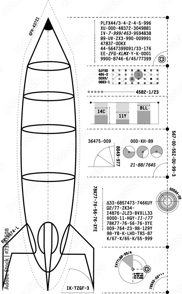 Naklejka premium Rocket blueprint