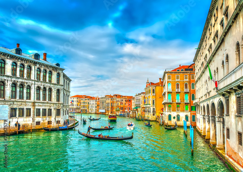 Traffic from Gondolas in Main Canal of Venice Italy. HDR process © imagIN photography