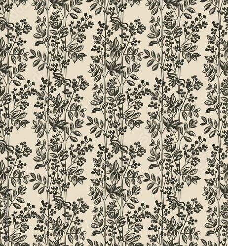 Floral pattern with branches and berries.