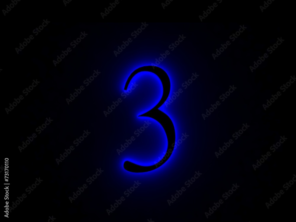 neon light font number three