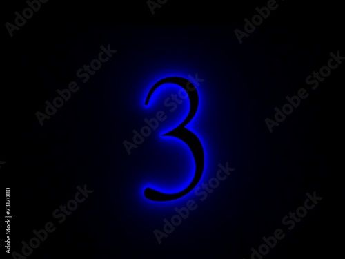 Obraz na płótnie neon light font number three w salonie