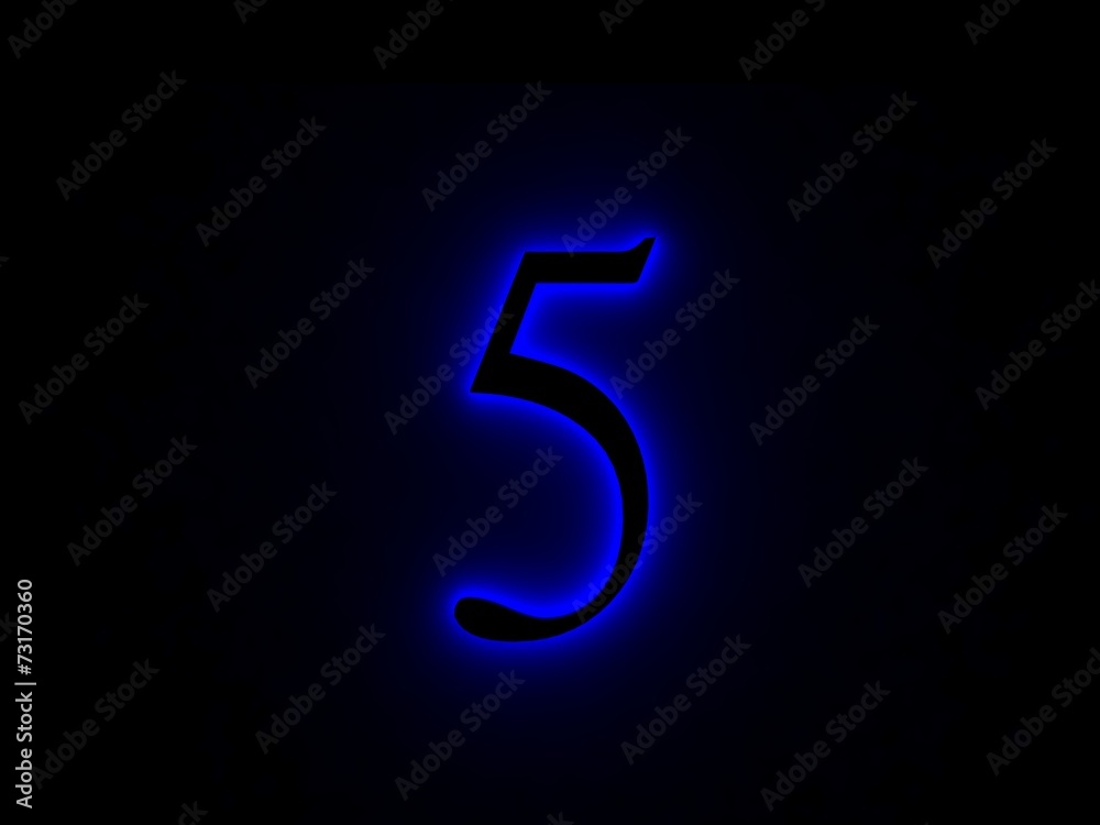neon light font number five