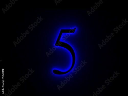 Obraz na płótnie neon light font number five w salonie