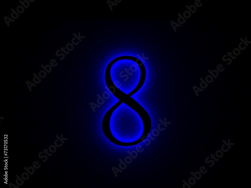 Obraz na płótnie neon light font number eight w salonie