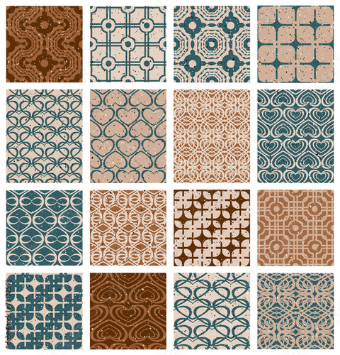 Vintage tiles seamless patterns.