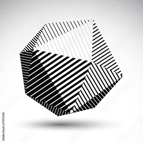 Abstract 3D spherical vector contrast pattern, art orb striped,