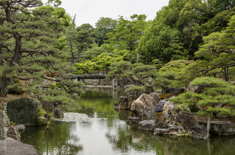 Japanese Garden at Nijojo-castle in Kyoto, Japan