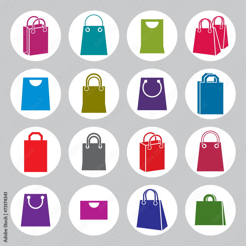 Shopping back icons vector set, shopping theme simplistic symbol Shopping back icons vector set, shopping theme simplistic symbol
