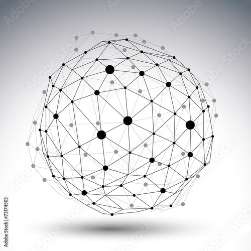 3D vector abstract design template, polygonal complicated contra
